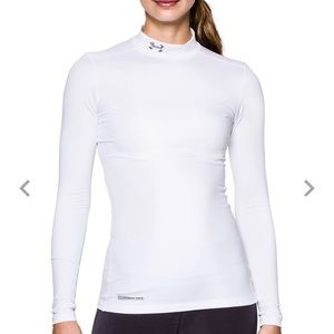 Under Armour White Coldgear Mock Turtleneck Base Layer